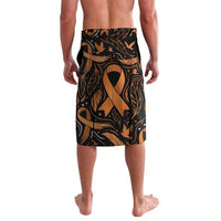 Personalized I Wear Orange Kidney Cancer Awareness Lavalava Feathered Ribbon Silhouette Illustration