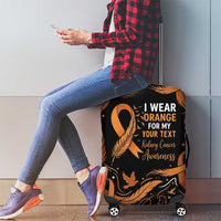 Personalized I Wear Orange Kidney Cancer Awareness Luggage Cover Feathered Ribbon Silhouette Illustration