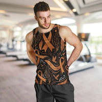 Personalized I Wear Orange Kidney Cancer Awareness Men Tank Top Feathered Ribbon Silhouette Illustration