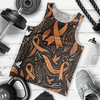 Personalized I Wear Orange Kidney Cancer Awareness Men Tank Top Feathered Ribbon Silhouette Illustration