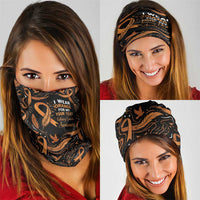 Personalized I Wear Orange Kidney Cancer Awareness Neck Gaiter Feathered Ribbon Silhouette Illustration