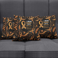 Personalized I Wear Orange Kidney Cancer Awareness Pillow Cover Feathered Ribbon Silhouette Illustration