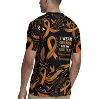Personalized I Wear Orange Kidney Cancer Awareness Rugby Jersey Feathered Ribbon Silhouette Illustration
