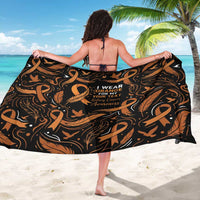 Personalized I Wear Orange Kidney Cancer Awareness Sarong Feathered Ribbon Silhouette Illustration