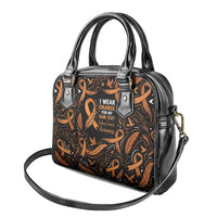 Personalized I Wear Orange Kidney Cancer Awareness Shoulder Handbag Feathered Ribbon Silhouette Illustration