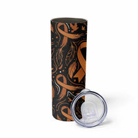 Personalized I Wear Orange Kidney Cancer Awareness Skinny Tumbler Feathered Ribbon Silhouette Illustration