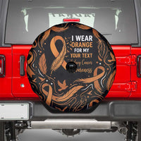 Personalized I Wear Orange Kidney Cancer Awareness Spare Tire Cover Feathered Ribbon Silhouette Illustration