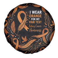 Personalized I Wear Orange Kidney Cancer Awareness Spare Tire Cover Feathered Ribbon Silhouette Illustration