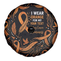 Personalized I Wear Orange Kidney Cancer Awareness Spare Tire Cover Feathered Ribbon Silhouette Illustration