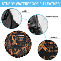 Personalized I Wear Orange Kidney Cancer Awareness Spare Tire Cover Feathered Ribbon Silhouette Illustration