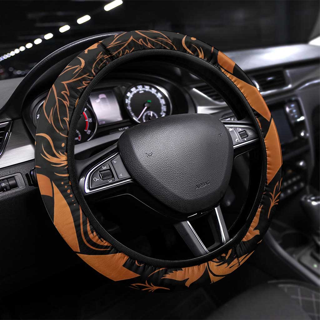 I Wear Orange Kidney Cancer Awareness Steering Wheel Cover Feathered Ribbon Silhouette Illustration