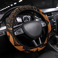 I Wear Orange Kidney Cancer Awareness Steering Wheel Cover Feathered Ribbon Silhouette Illustration