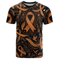 Personalized I Wear Orange Kidney Cancer Awareness T Shirt Feathered Ribbon Silhouette Illustration