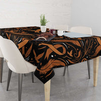 Personalized I Wear Orange Kidney Cancer Awareness Tablecloth Feathered Ribbon Silhouette Illustration