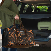 Personalized I Wear Orange Kidney Cancer Awareness Travel Bag Feathered Ribbon Silhouette Illustration