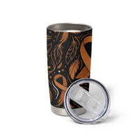 Personalized I Wear Orange Kidney Cancer Awareness Tumbler Cup Feathered Ribbon Silhouette Illustration