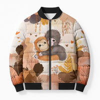 Punch The Monkey Bomber Puffer Jacket Love Me Anyway Baby Monkeys Cute Plush Hugging