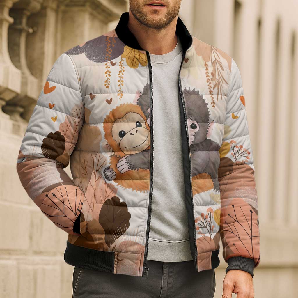 Punch The Monkey Bomber Puffer Jacket Love Me Anyway Baby Monkeys Cute Plush Hugging