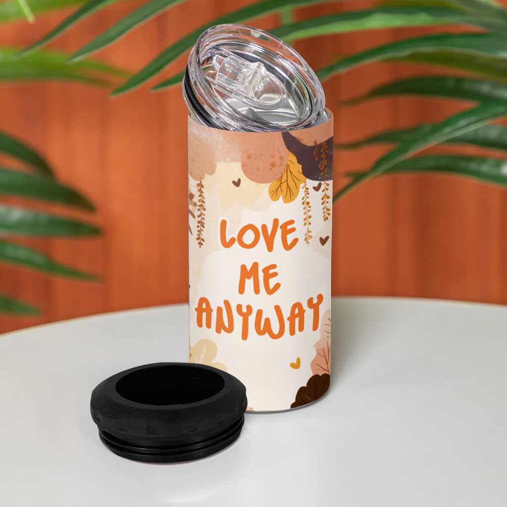 Punch The Monkey 4 in 1 Can Cooler Tumbler Love Me Anyway Baby Monkeys Cute Plush Hugging