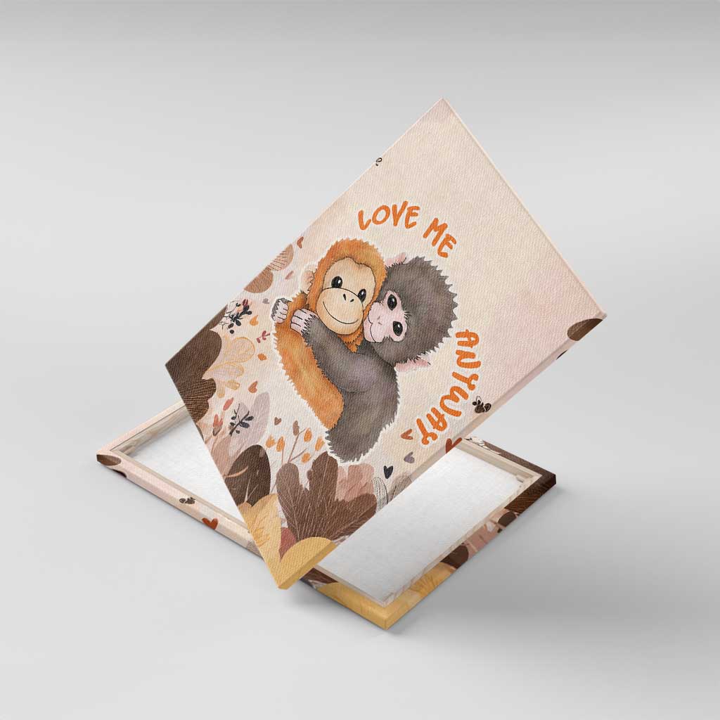 Punch The Monkey Canvas Wall Art Love Me Anyway Baby Monkeys Cute Plush Hugging