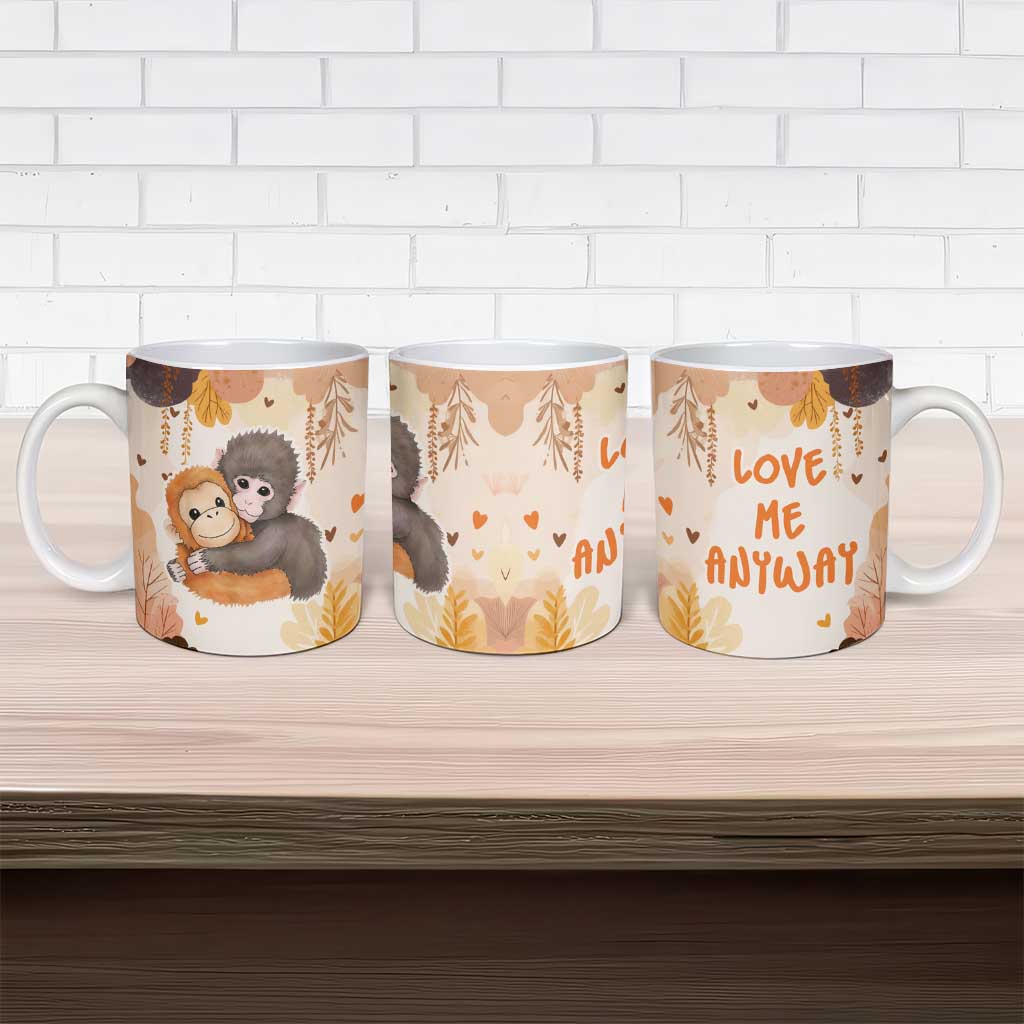 Punch The Monkey Ceramic Mug Love Me Anyway Baby Monkeys Cute Plush Hugging