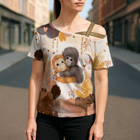 Punch The Monkey Cross Shoulder Shirt Love Me Anyway Baby Monkeys Cute Plush Hugging