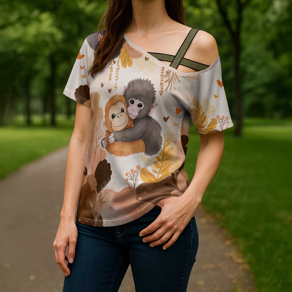 Punch The Monkey Cross Shoulder Shirt Love Me Anyway Baby Monkeys Cute Plush Hugging