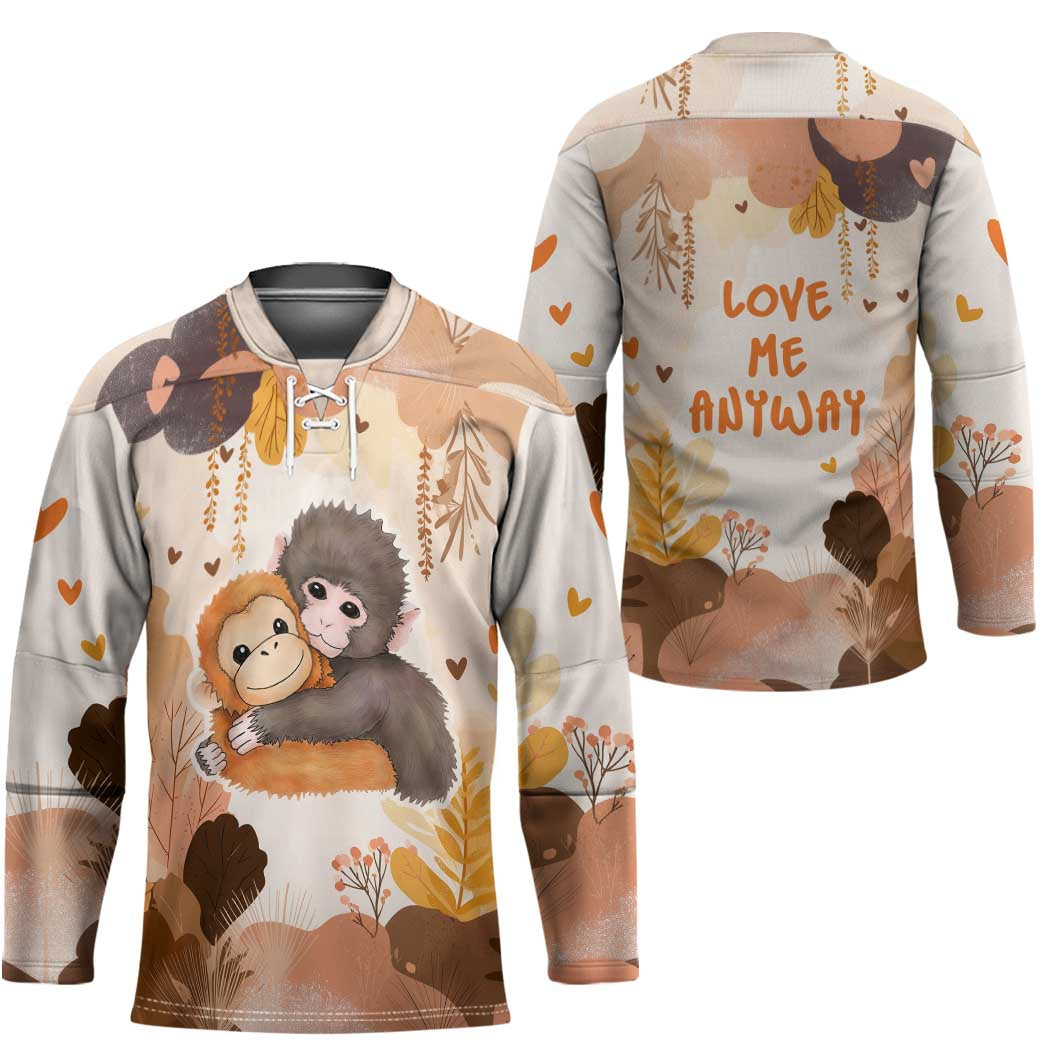 Punch The Monkey Hockey Jersey Love Me Anyway Baby Monkeys Cute Plush Hugging