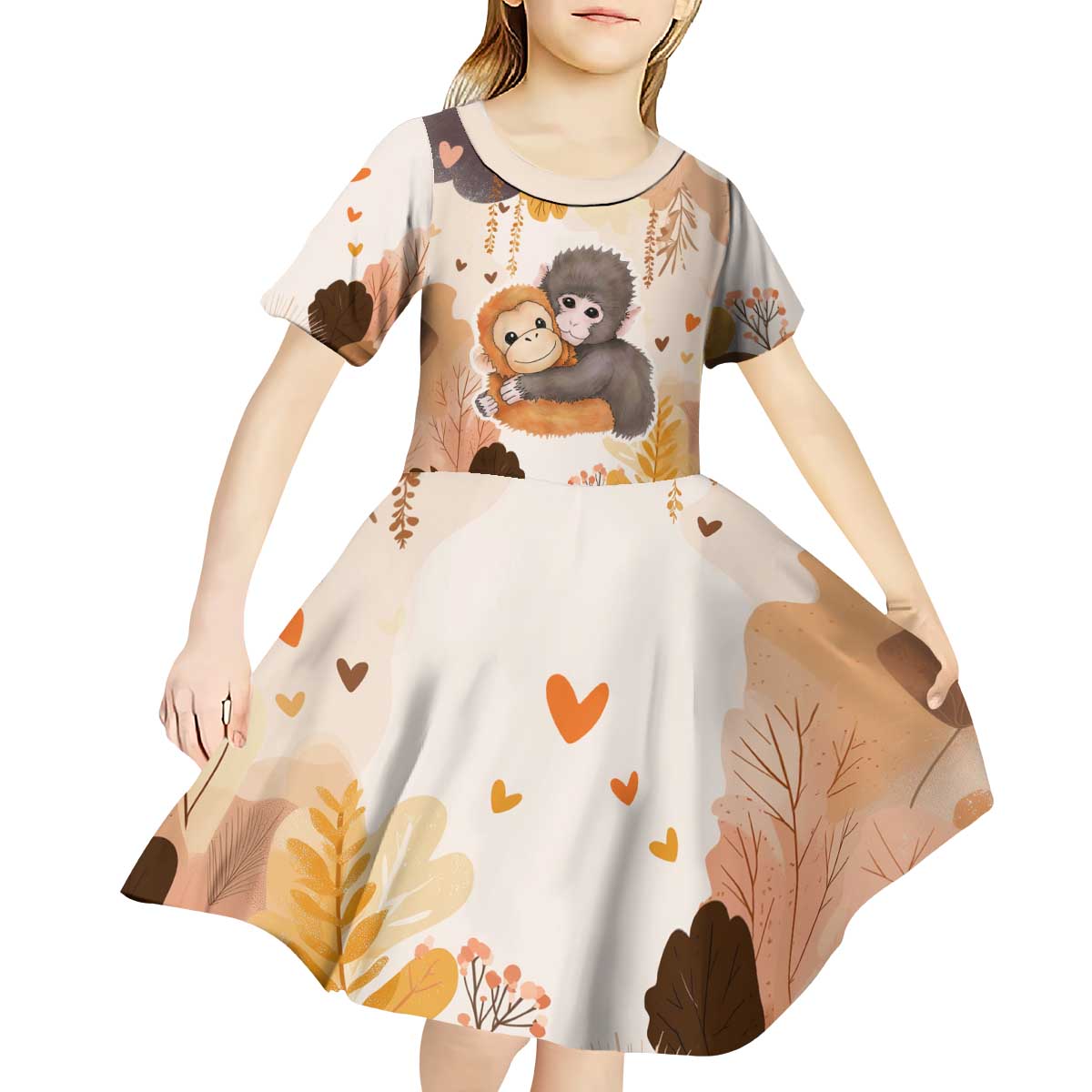 Punch The Monkey Kid Short Sleeve Dress Love Me Anyway Baby Monkeys Cute Plush Hugging