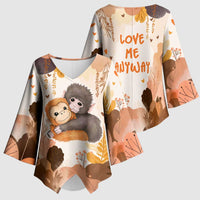 Punch The Monkey Kimono Sleeve Blouse Love Me Anyway Baby Monkeys Cute Plush Hugging