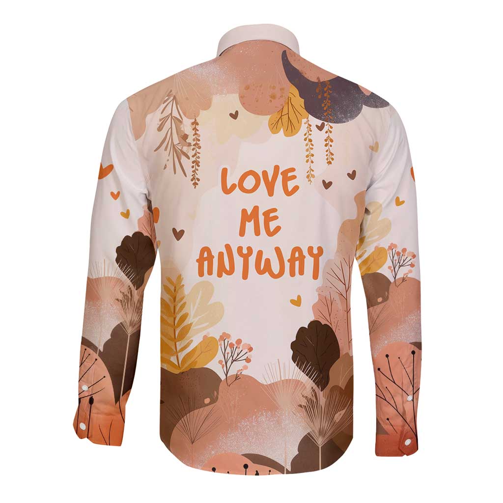 Punch The Monkey Long Sleeve Button Shirt Love Me Anyway Baby Monkeys Cute Plush Hugging