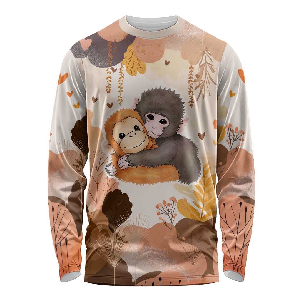 Punch The Monkey Long Sleeve Shirt Love Me Anyway Baby Monkeys Cute Plush Hugging
