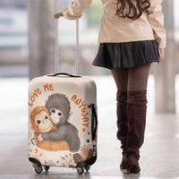Punch The Monkey Luggage Cover Love Me Anyway Baby Monkeys Cute Plush Hugging
