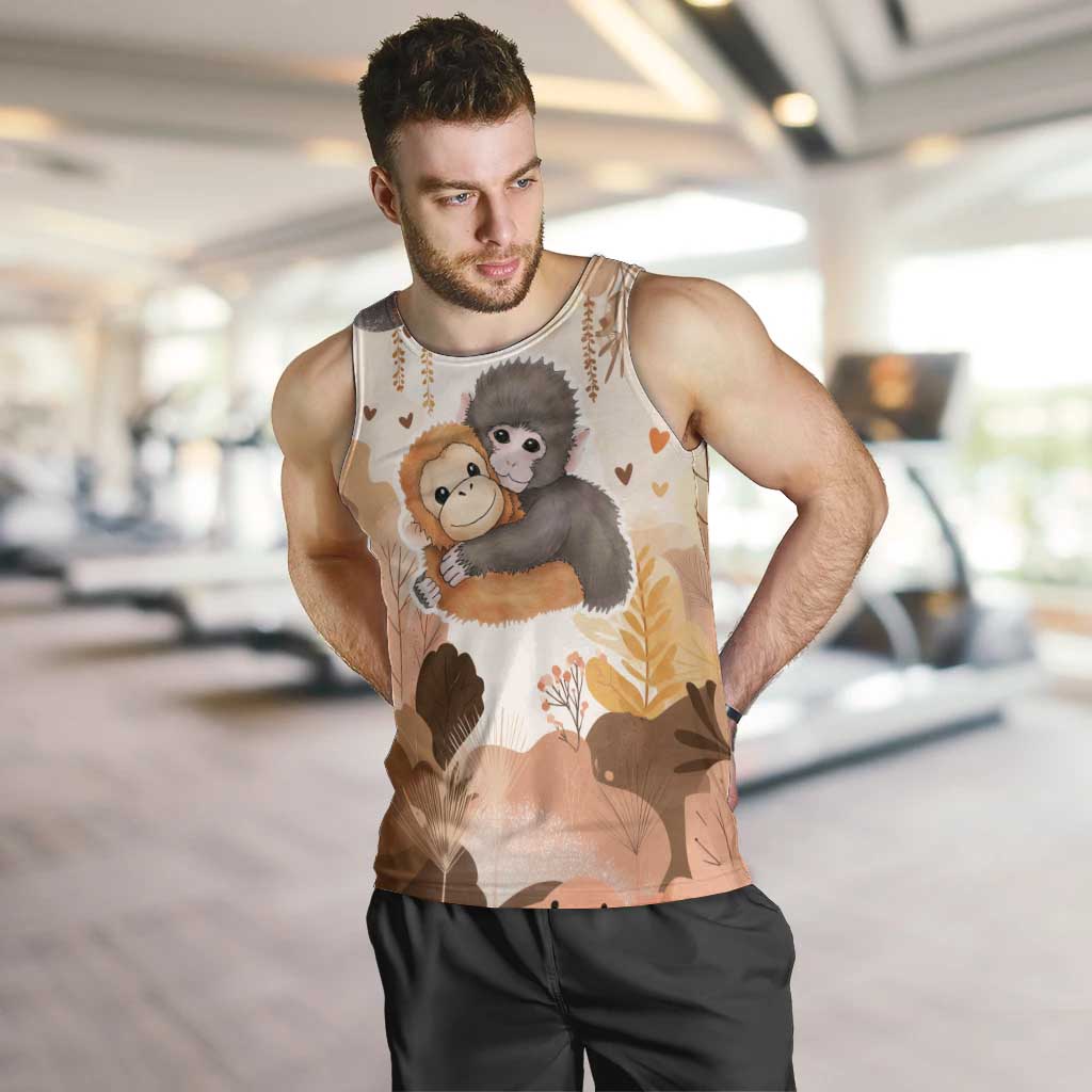 Punch The Monkey Men Tank Top Love Me Anyway Baby Monkeys Cute Plush Hugging