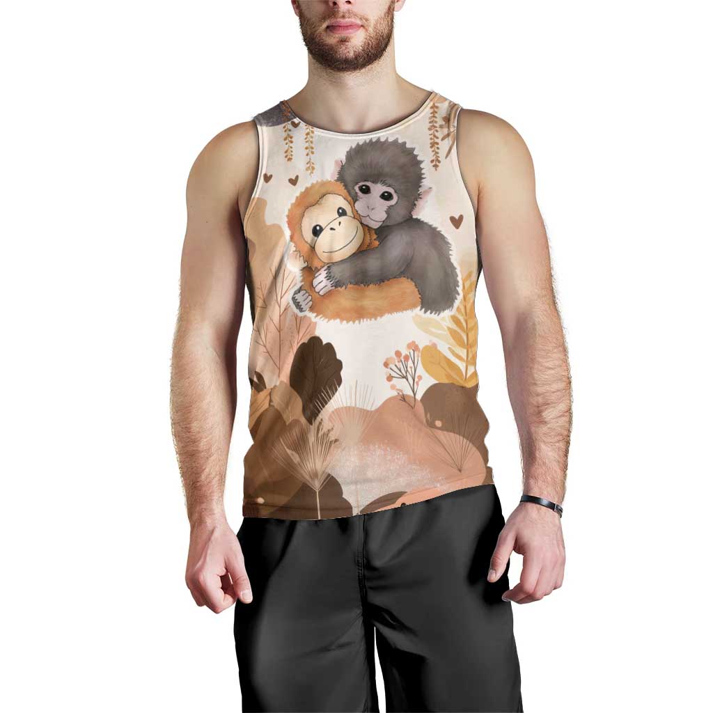 Punch The Monkey Men Tank Top Love Me Anyway Baby Monkeys Cute Plush Hugging