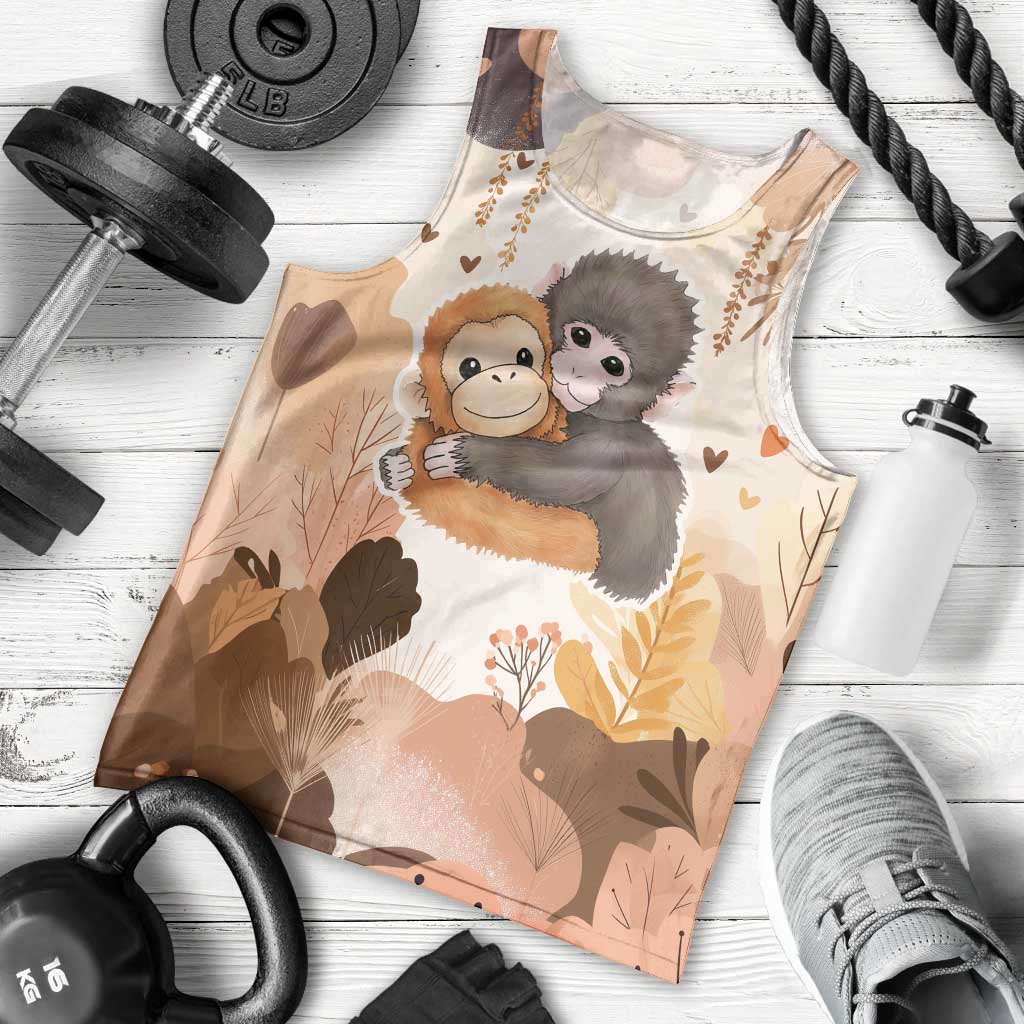 Punch The Monkey Men Tank Top Love Me Anyway Baby Monkeys Cute Plush Hugging