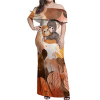 Punch The Monkey Off Shoulder Maxi Dress Love Me Anyway Baby Monkeys Cute Plush Hugging