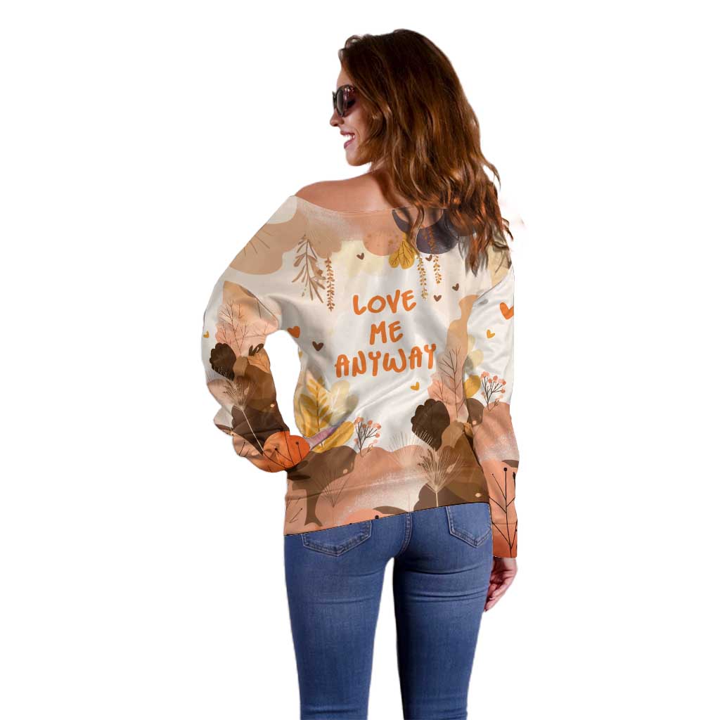 Punch The Monkey Off Shoulder Sweater Love Me Anyway Baby Monkeys Cute Plush Hugging