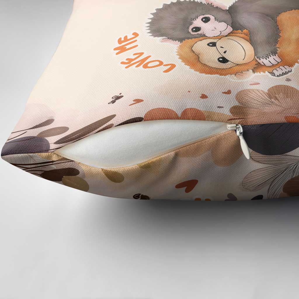 Punch The Monkey Pillow Cover Love Me Anyway Baby Monkeys Cute Plush Hugging