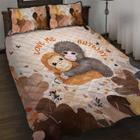 Punch The Monkey Quilt Bed Set Love Me Anyway Baby Monkeys Cute Plush Hugging