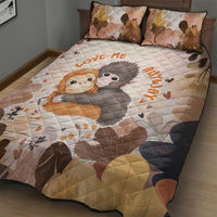 Punch The Monkey Quilt Bed Set Love Me Anyway Baby Monkeys Cute Plush Hugging