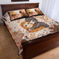 Punch The Monkey Quilt Bed Set Love Me Anyway Baby Monkeys Cute Plush Hugging