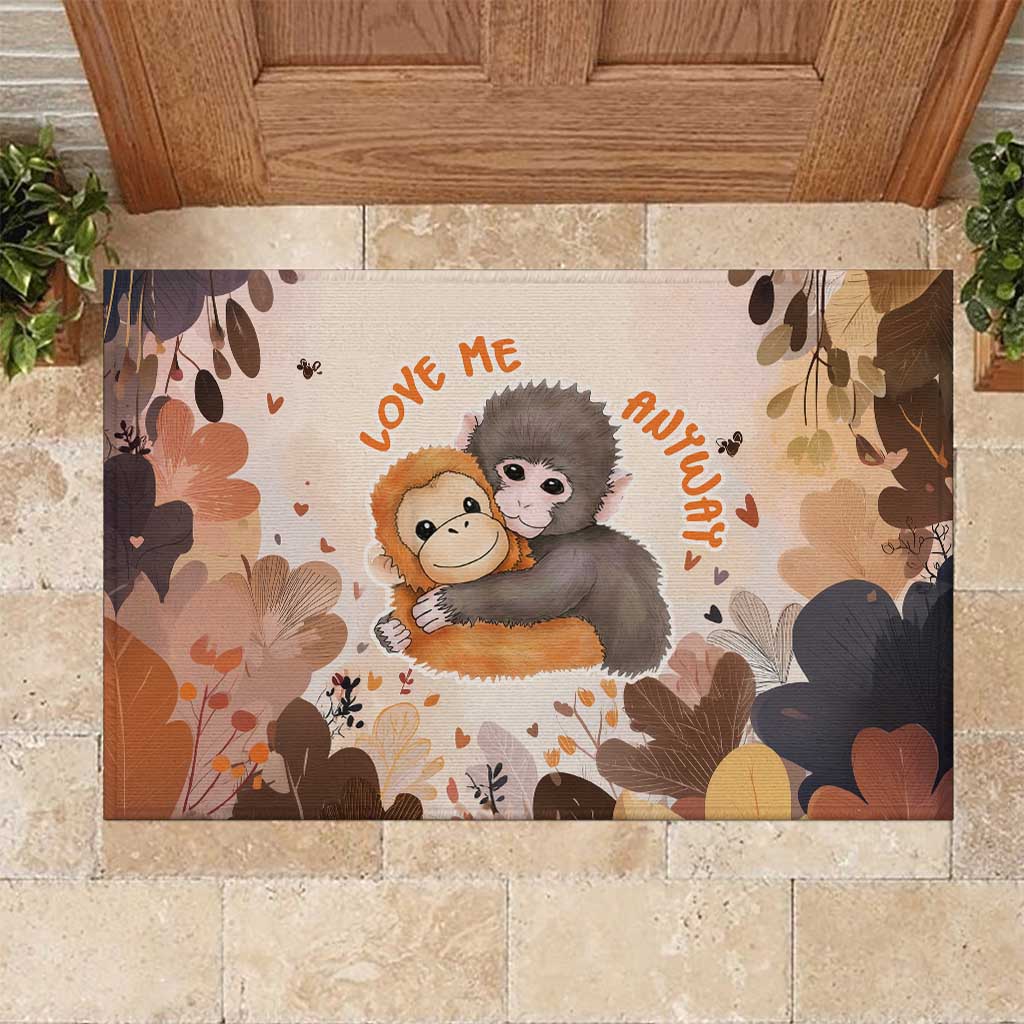 Punch The Monkey Rubber Doormat Love Me Anyway Baby Monkeys Cute Plush Hugging