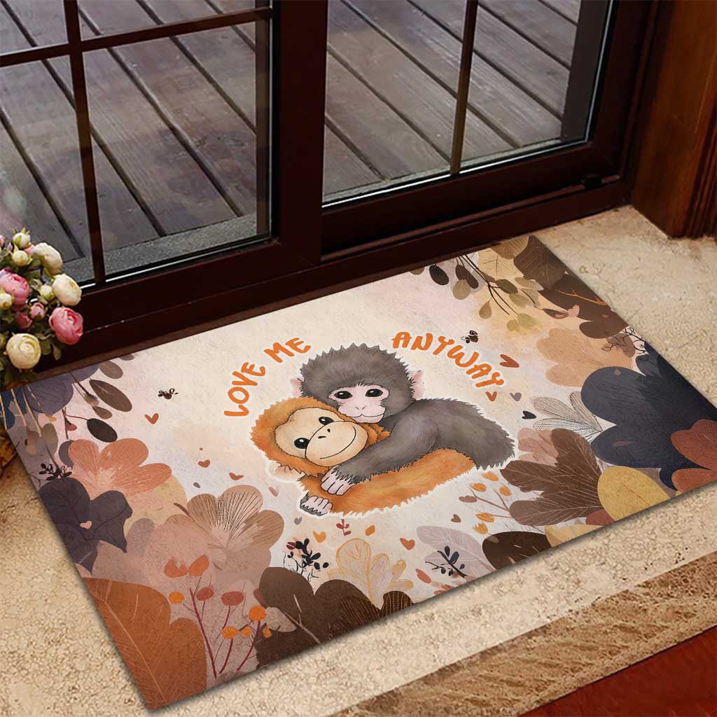 Punch The Monkey Rubber Doormat Love Me Anyway Baby Monkeys Cute Plush Hugging
