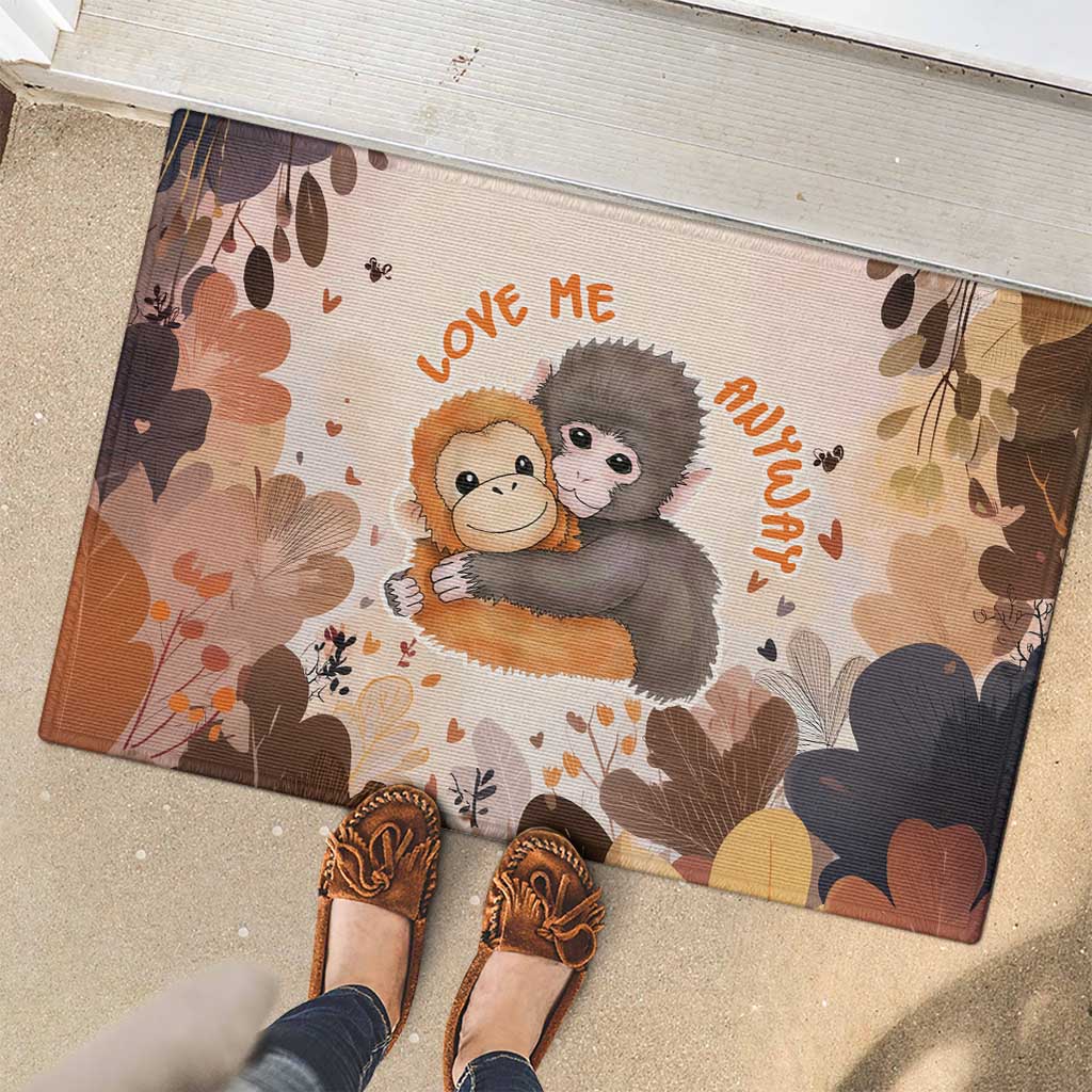 Punch The Monkey Rubber Doormat Love Me Anyway Baby Monkeys Cute Plush Hugging
