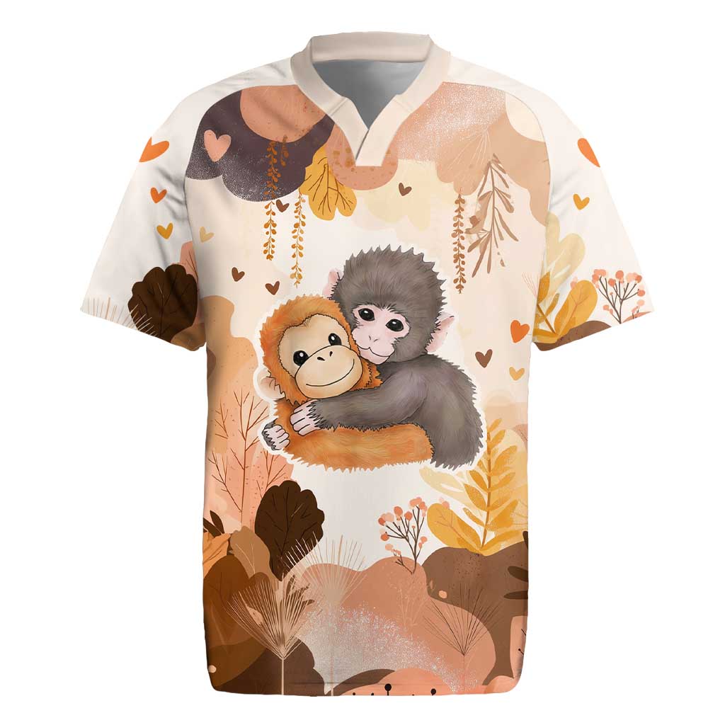 Punch The Monkey Rugby Jersey Love Me Anyway Baby Monkeys Cute Plush Hugging