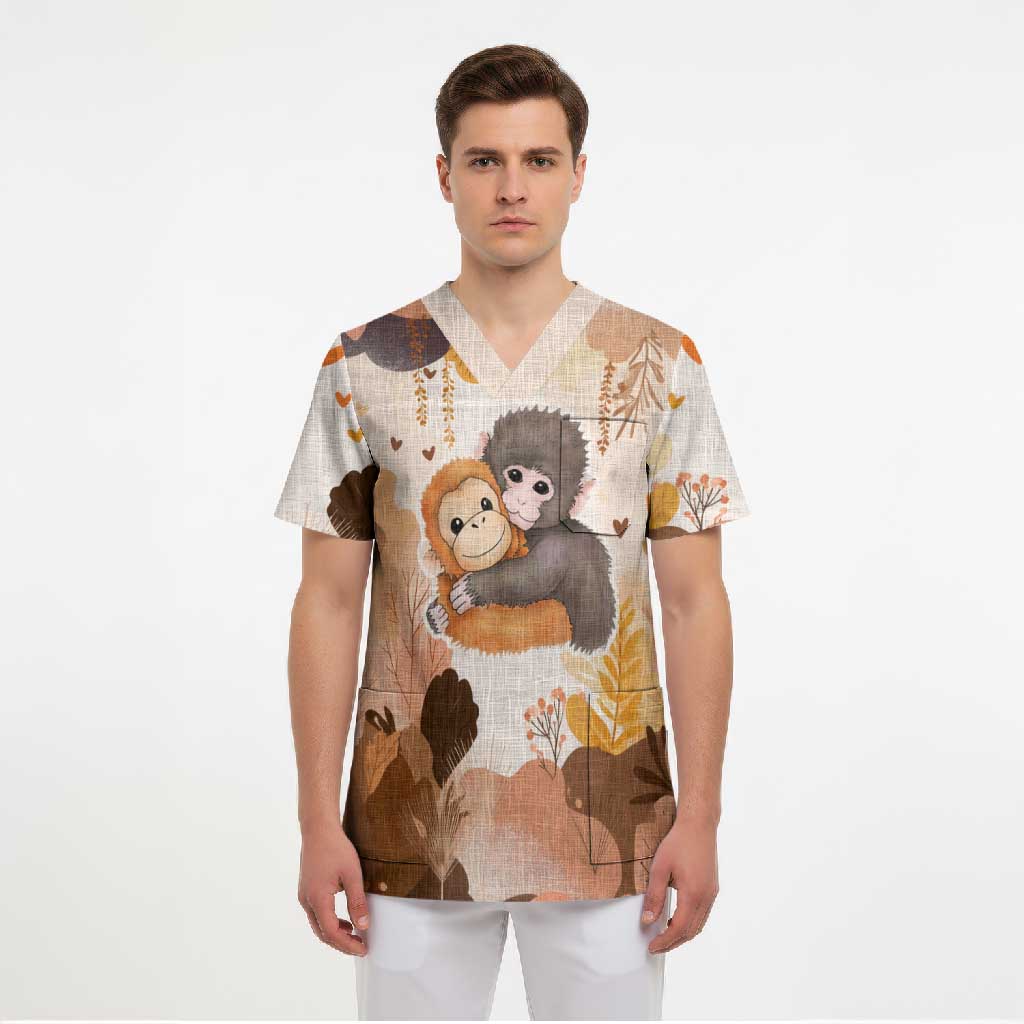 Punch The Monkey Scrub Top Love Me Anyway Baby Monkeys Cute Plush Hugging