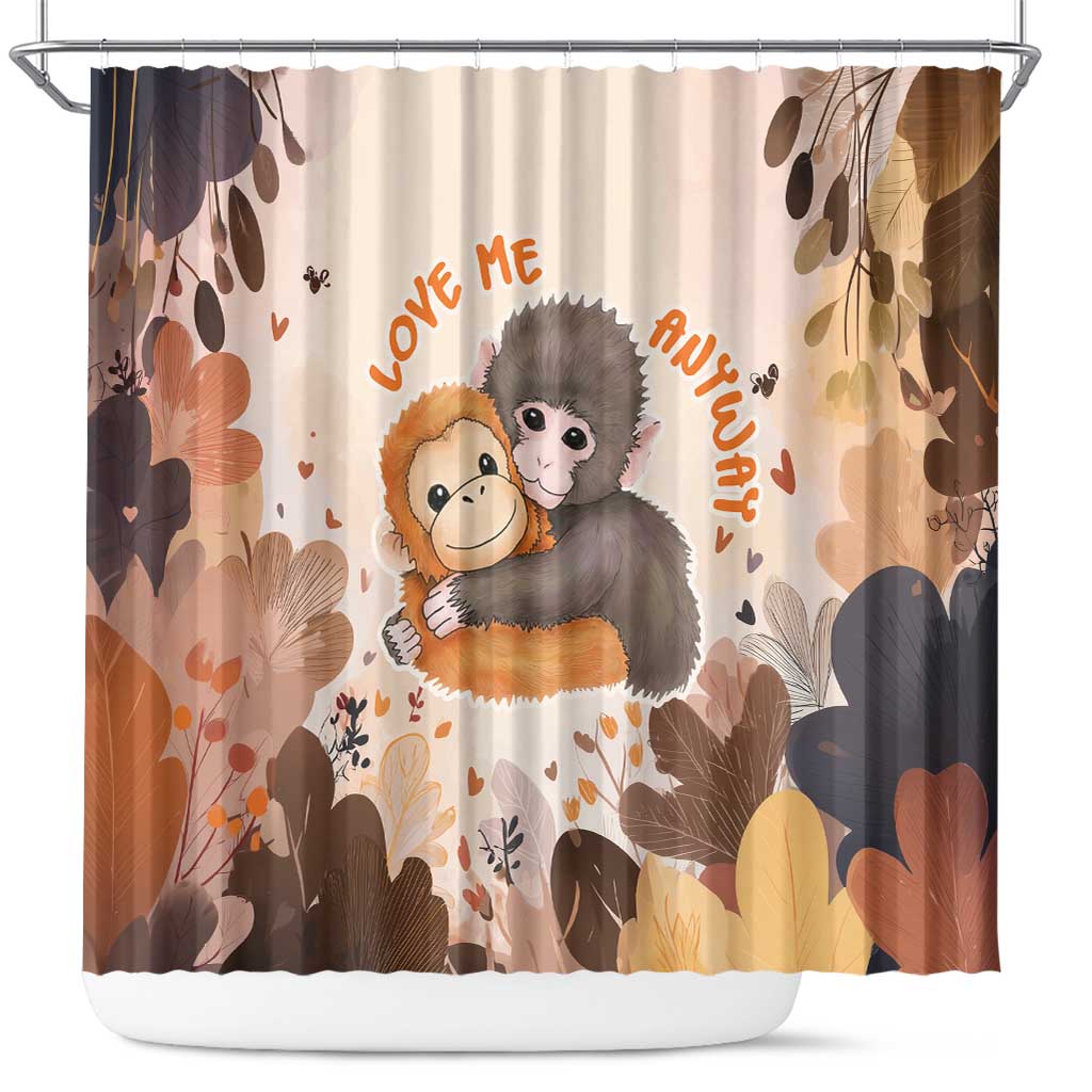Punch The Monkey Shower Curtain Love Me Anyway Baby Monkeys Cute Plush Hugging