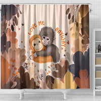 Punch The Monkey Shower Curtain Love Me Anyway Baby Monkeys Cute Plush Hugging