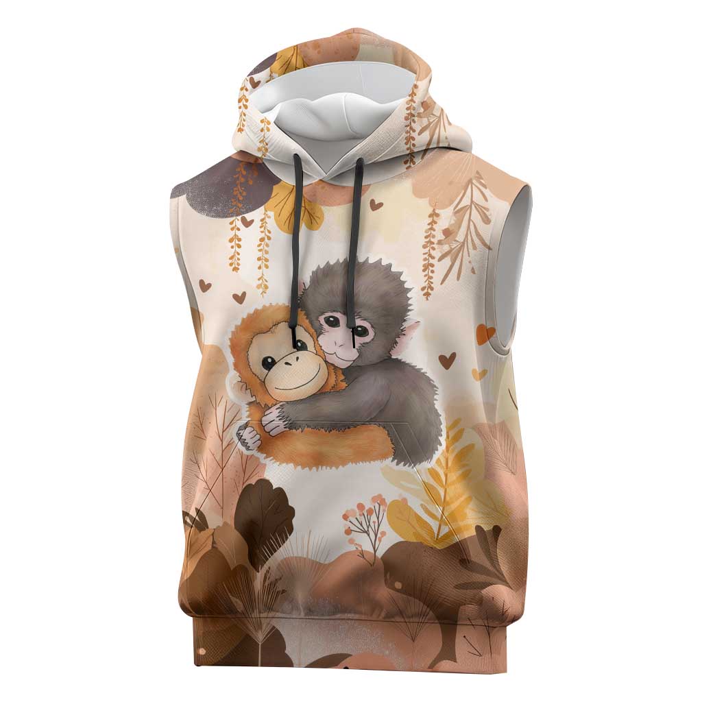 Punch The Monkey Sleeveless Hoodie Love Me Anyway Baby Monkeys Cute Plush Hugging